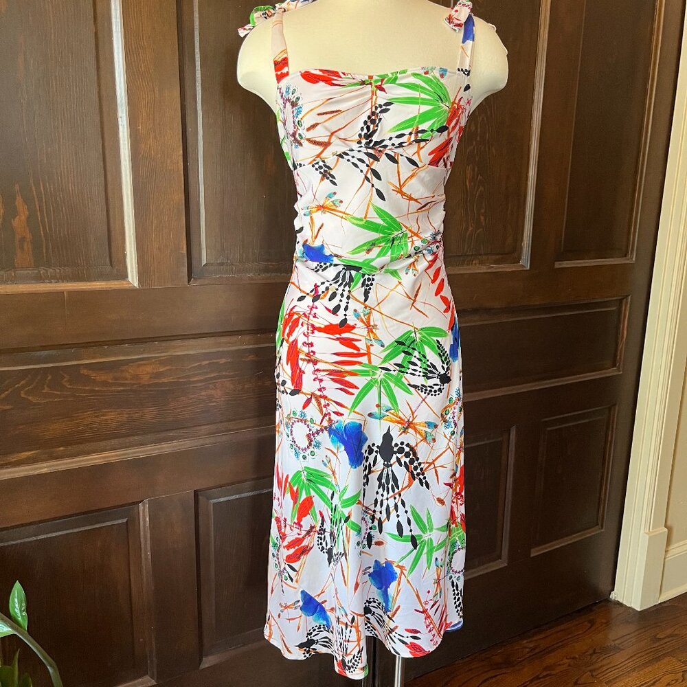 Diane von Furstenberg Dress Silk Blend Dragonfly Bird Floral Multicolor Size 6 - Picture 4 of 15